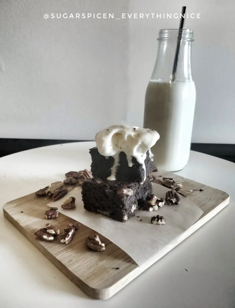 Brownie with ice cream on top