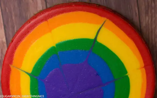 rainbow cheesecake shaped as a rainbow