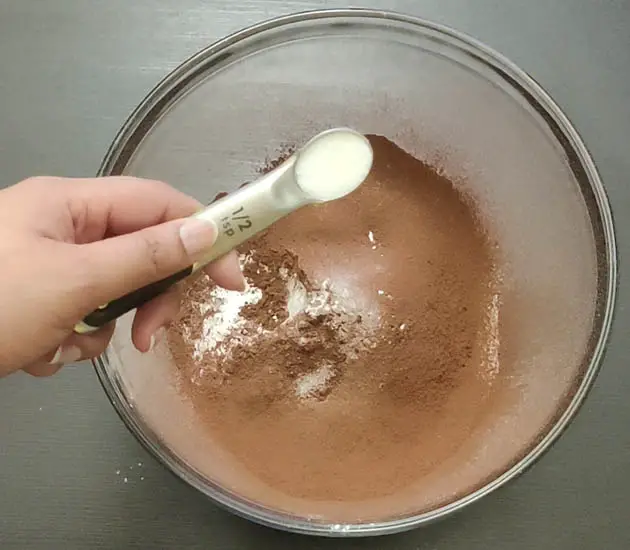 dry ingredients added to a bowl