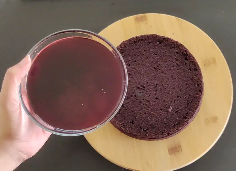 cherry syrup to be rubbed on the cake