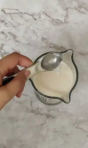 lemon poppy seed muffin - adding vinegar to almond milk