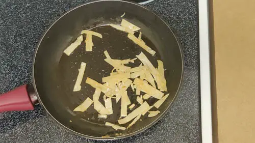 frying tortilla strips