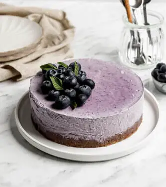 Blueberry cheesecake with blueberries on top