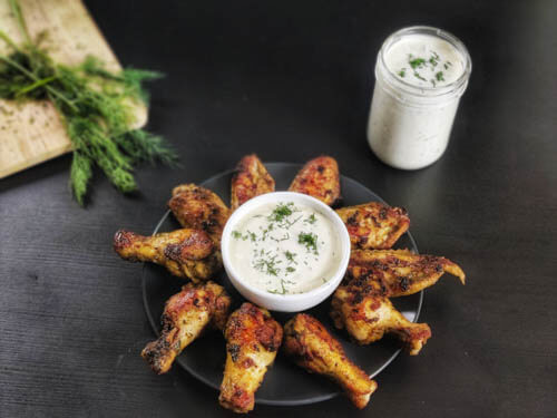 wingstop ranch served with chicken wings