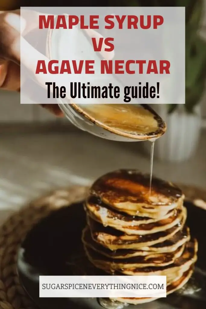 agave syrup poured on a stack of pancakes