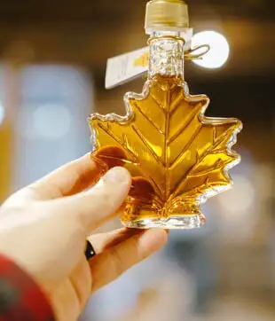 maple syrups in maple syrup shaped bottle