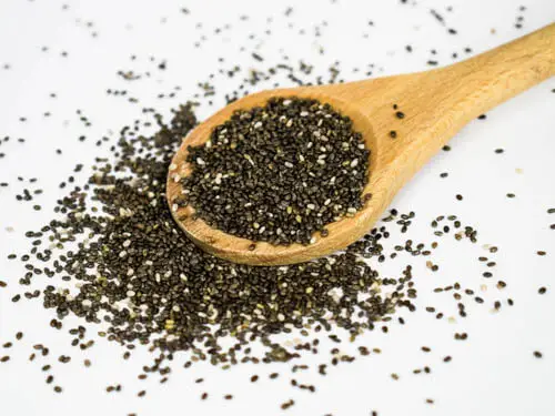 chia seeds on a wooden spatula
