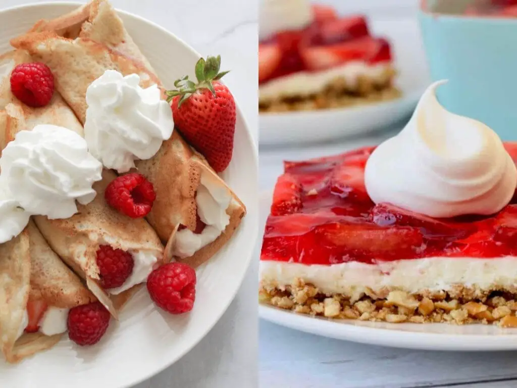 crepes and pies with a dollop of cool whip on top
