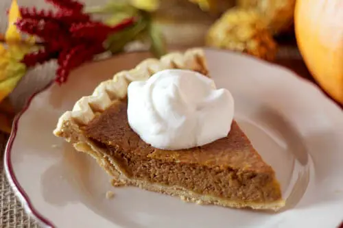pumpkin pie with cool whip on top