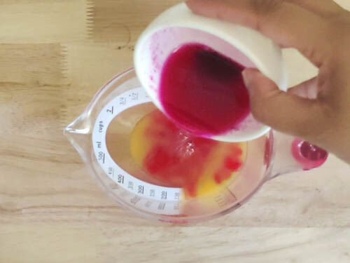 adding to mango juice