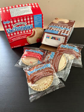 uncrustables packets outside the box