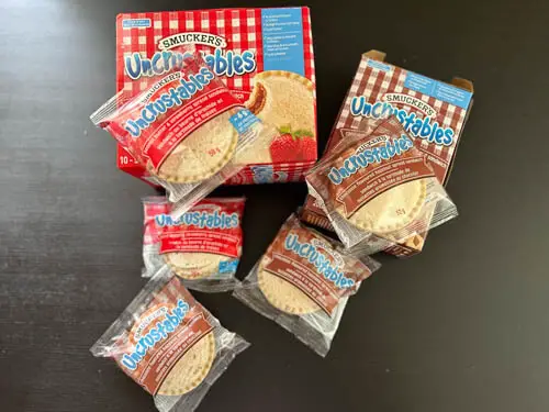 uncrustables packets outside the box