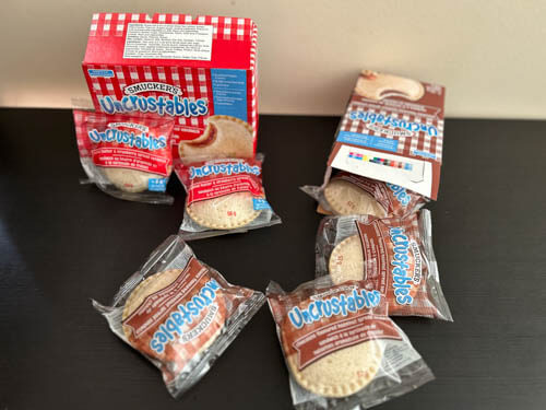 uncrustables packets outside the box